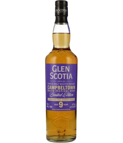 Fles Glen Scotia 9 Years Old Campbeltown Malts Festival 2024, single malt whisky, op voorraad bij slijterij t Bockje in Bathmen