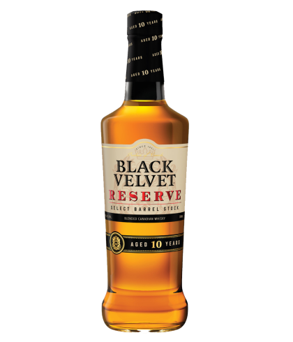 Fles Black Velvet Reserve 10 Years Old, whisky, op voorraad bij slijterij t Bockje in Bathmen