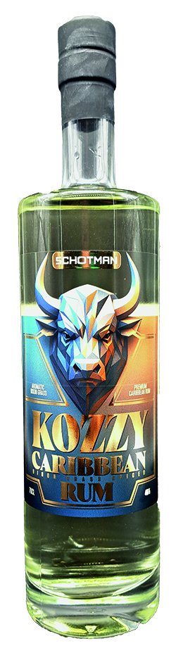 Fles Schotman Kozzy Spiced Bison Grass Rum, rum, op voorraad bij slijterij ’t Bockje in Bathmen