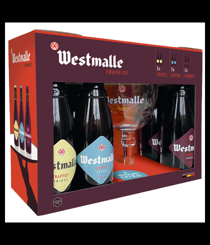 Geschenk Westmalle Geschenkverpakking 6x33cl met Glas, bij slijterij ’t Bockje in Bathmen