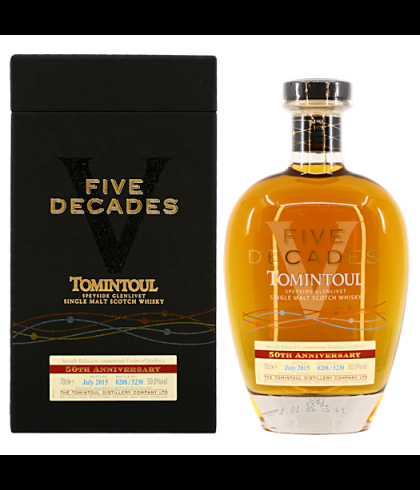 Fles Tomintoul Five Decades, Speyside single malt whisky, op voorraad bij slijterij t Bockje in Bathmen