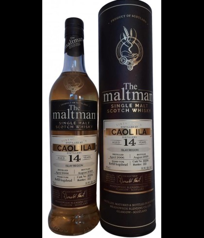 Fles The Maltman Caol Ila 14 Years Old 2006, enkel vat gebotteld door The Maltman uit Glasgow, op voorraad bij slijterij t Bockje in Bathmen