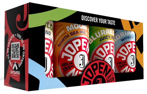 Flasche Jopen Giftpack 4 blikken, bier van Jopen