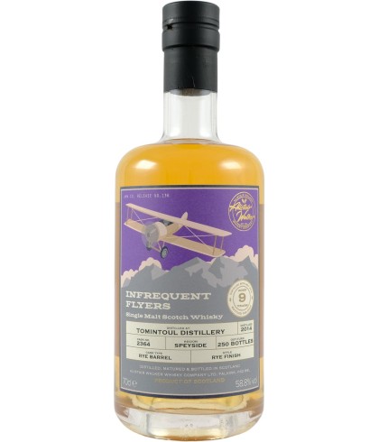 Fles Infrequent Flyers Tomintoul 2014 9 Years Old, Speyside single malt whisky, op voorraad bij slijterij t Bockje in Bathmen