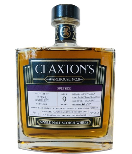 Fles Claxtons Warehouse No.8 Tamdhu 9 Years Old, Speyside single malt whisky uit Knockando, op voorraad bij slijterij ’t Bockje in Bathmen