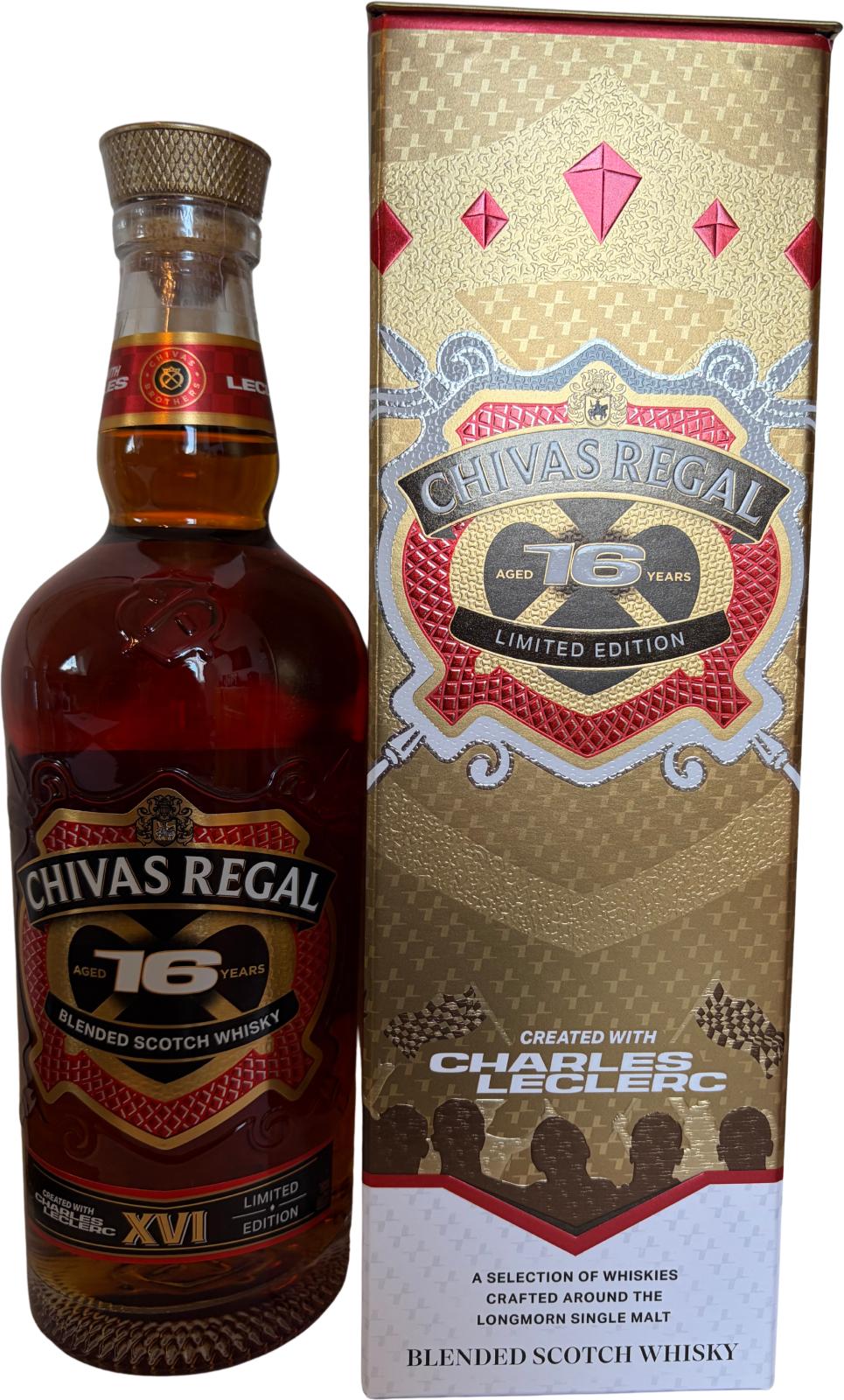 Fles Chivas Regal 16 Years Old Charles Leclerc, single malt whisky, op voorraad bij slijterij t Bockje in Bathmen