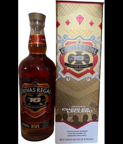 Fles Chivas Regal 16 Years Old Charles Leclerc, single malt whisky, op voorraad bij slijterij t Bockje in Bathmen