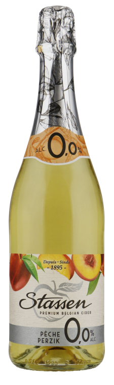 Alcoholvrije drank Stassen Degre Zero Perzik Cider 0,0 van Stassen Degre Zero, bij slijterij ’t Bockje in Bathmen