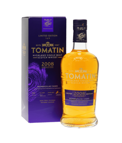 Fles Tomatin 2008 Monbazillac, Highland single malt whisky, op voorraad bij slijterij ’t Bockje in Bathmen
