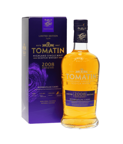Fles Tomatin 2008 Monbazillac, Highland single malt whisky, op voorraad bij slijterij t Bockje in Bathmen