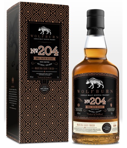 Fles Wolfburn Batch No. 204, Schotse single malt whisky uit Thurso, op voorraad bij slijterij t Bockje in Bathmen