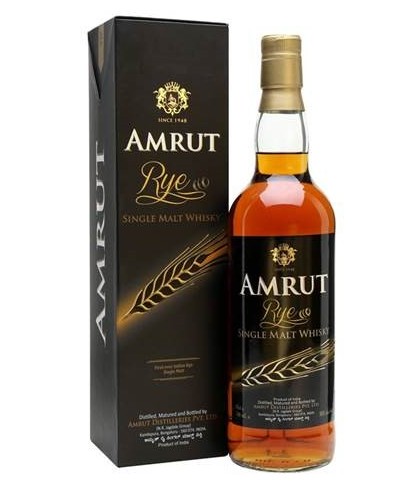 Fles Amrut Rye Whisky 2nd Release, Indiase single malt whisky, op voorraad bij slijterij t Bockje in Bathmen
