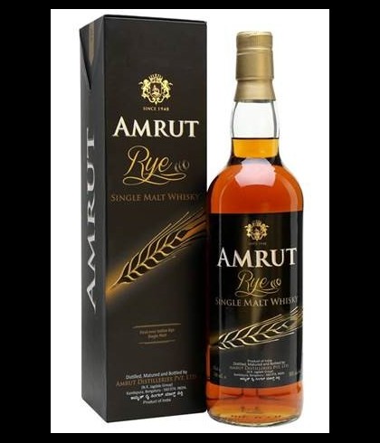 Fles Amrut Rye Whisky 2nd Release, Indiase single malt whisky, op voorraad bij slijterij t Bockje in Bathmen