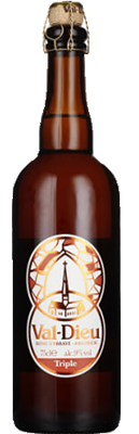 Fles Val-Dieu Triple, bier van Val-Dieu, op voorraad bij slijterij ’t Bockje in Bathmen