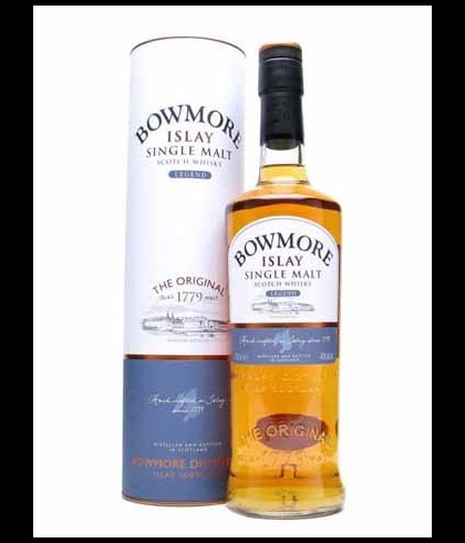 Fles Bowmore Legend, single malt whisky, op voorraad bij slijterij t Bockje in Bathmen