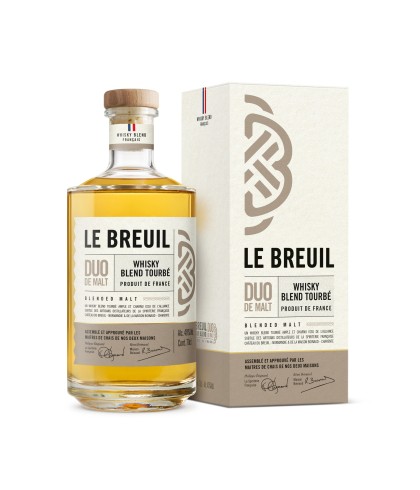 Fles Château du Breuil Le Breuil Duo De Malt Blend Tourbé, whisky, op voorraad bij slijterij ’t Bockje in Bathmen
