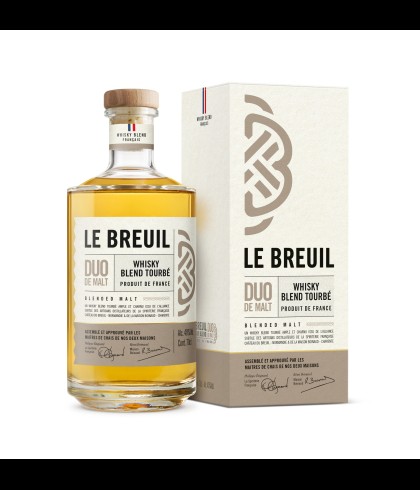 Fles Château du Breuil Le Breuil Duo De Malt Blend Tourbé, whisky, op voorraad bij slijterij t Bockje in Bathmen