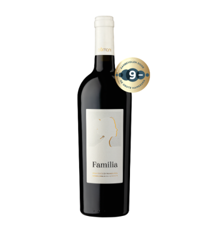 Fles Familia Primitivo Di Manduria, wijn, op voorraad bij slijterij t Bockje in Bathmen