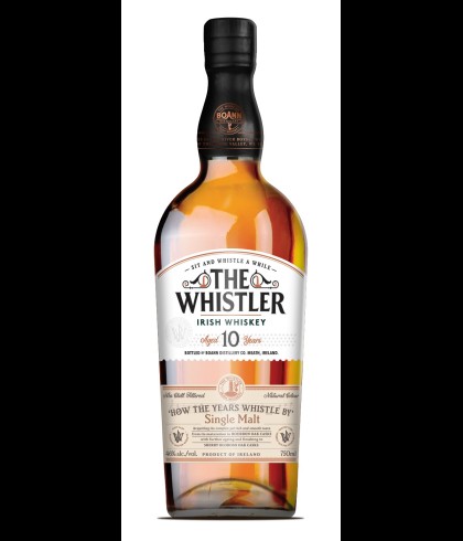 Fles The Whistler 10 Years Old Single Malt, Ierse whiskey van Boann in de Boyne Valley, op voorraad bij slijterij t Bockje in Bathmen