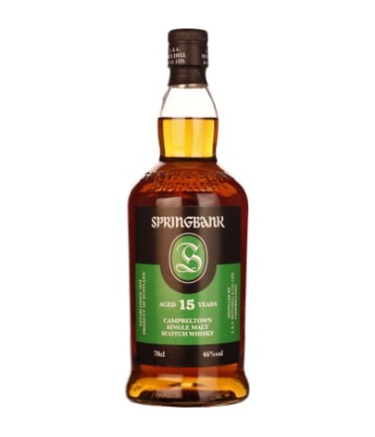 Fles Springbank 15, single malt whisky, op voorraad bij slijterij ’t Bockje in Bathmen