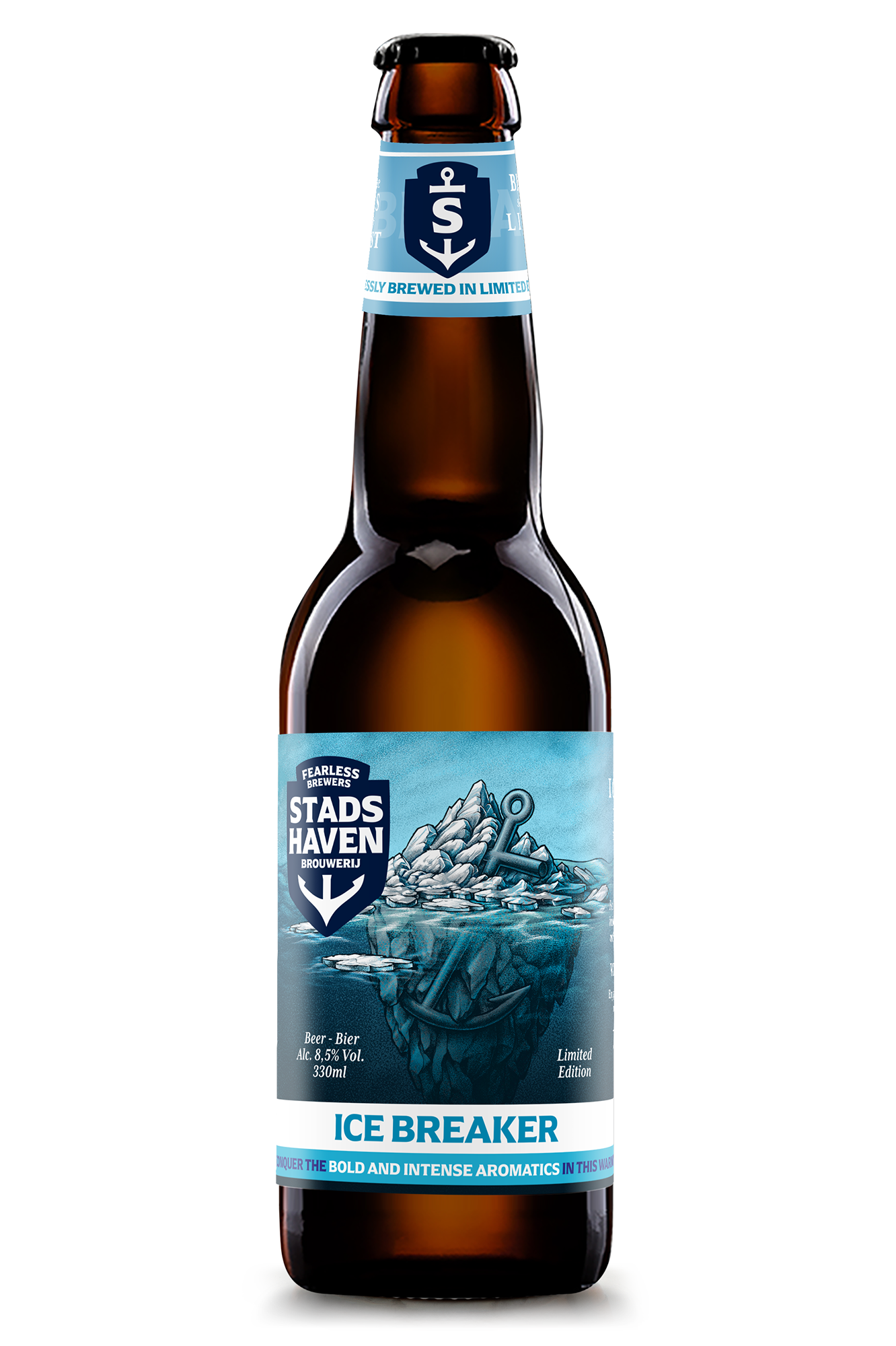Fles Stadshaven Icebreaker Dark Winter Ale, bier van Stadshaven, op voorraad bij slijterij ’t Bockje in Bathmen