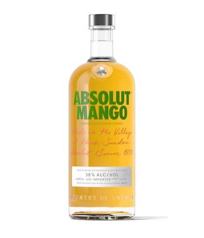 Fles Absolut Mango, wodka, op voorraad bij slijterij t Bockje in Bathmen