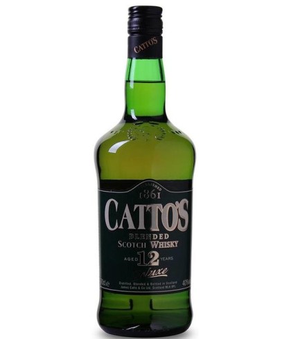 Fles CATTO's 12 years, whisky, op voorraad bij slijterij t Bockje in Bathmen