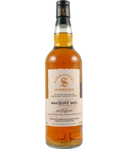 Fles Signatory Vintage Macduff 2011, Schotse Highland single malt uit Banff, op voorraad bij slijterij t Bockje in Bathmen