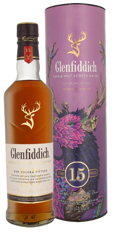 Fles Glenfiddich 15 Years Old Limited Edition Design, single malt whisky, op voorraad bij slijterij t Bockje in Bathmen