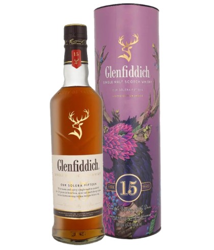 Fles Glenfiddich 15 Years Old Limited Edition Design, single malt whisky, op voorraad bij slijterij t Bockje in Bathmen