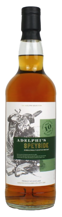 Fles Adelphi’s Speyside 10 Years Old, single malt whisky, op voorraad bij slijterij t Bockje in Bathmen