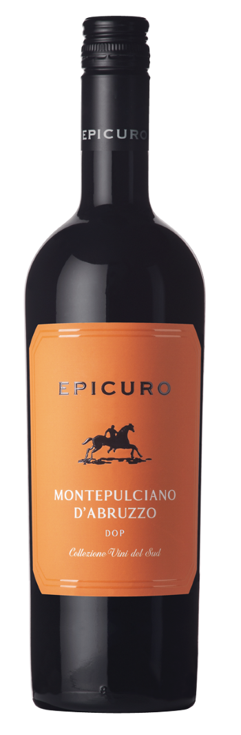 Fles Epicuro Montepulciano d’Abruzzo, wijn, op voorraad bij slijterij ’t Bockje in Bathmen