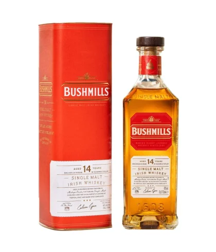 Fles Bushmills 14 Years Old Málaga Cask, single malt whisky, op voorraad bij slijterij t Bockje in Bathmen