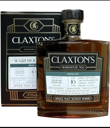 Fles Claxton&rsquo;s Warehouse No.1 Balblair 10 Years Old, single malt whisky, op voorraad bij slijterij t Bockje in Bathmen