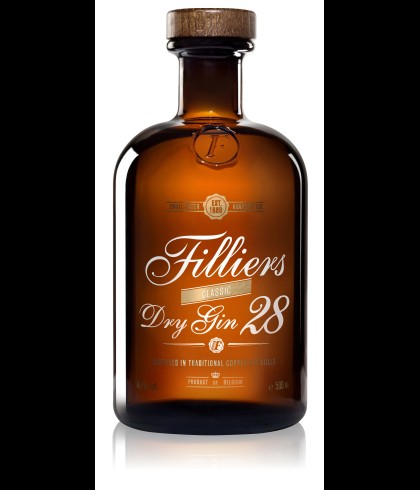 Fles Filliers Dry Gin 28, gin, op voorraad bij slijterij t Bockje in Bathmen