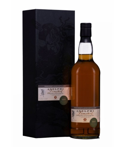 Fles Adelphi Mortlach 1989 33 Years Old, single malt whisky, op voorraad bij slijterij t Bockje in Bathmen