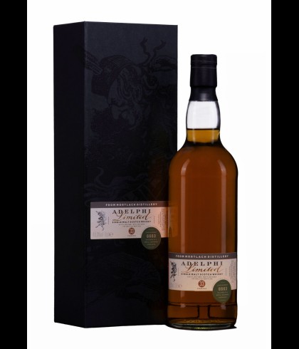 Fles Adelphi Mortlach 1989 33 Years Old, single malt whisky, op voorraad bij slijterij t Bockje in Bathmen