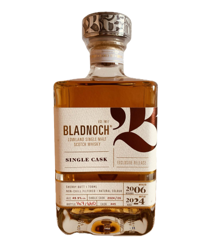 Fles Bladnoch Single Cask 17 Years Old 2006 #445, single malt whisky, op voorraad bij slijterij t Bockje in Bathmen