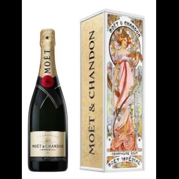 Moët & Chandon Imperial Brut Champagne blik Alphonse Mucha (roze jurk)