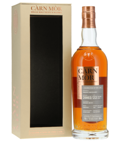 Fles Càrn Mòr Orkney 22 Years Old 2002, single malt whisky, op voorraad bij slijterij t Bockje in Bathmen