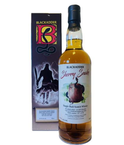 Fles Blackadder Sherry Snake SS2024-04, single malt whisky, op voorraad bij slijterij t Bockje in Bathmen