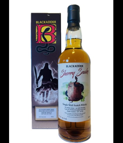 Fles Blackadder Sherry Snake SS2024-04, single malt whisky, op voorraad bij slijterij t Bockje in Bathmen