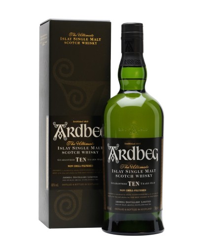 Fles Ardbeg 10 Years Old, single malt whisky, op voorraad bij slijterij t Bockje in Bathmen