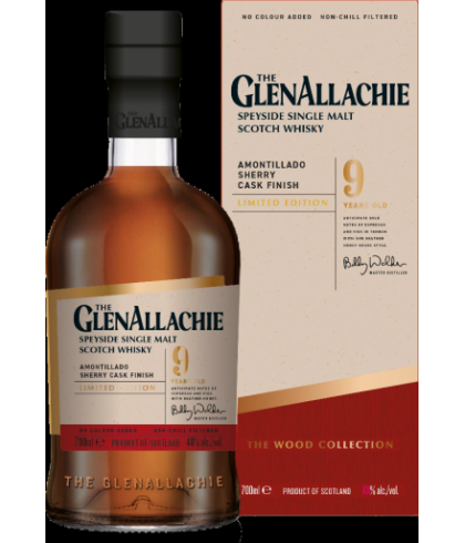 Fles GlenAllachie Wood Collection Amontillado Sherry, single malt whisky, op voorraad bij slijterij t Bockje in Bathmen