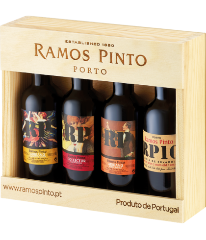 Geschenk Ramos Pinto Minis in Houten Giftbox 4x9cl, bij slijterij ’t Bockje in Bathmen