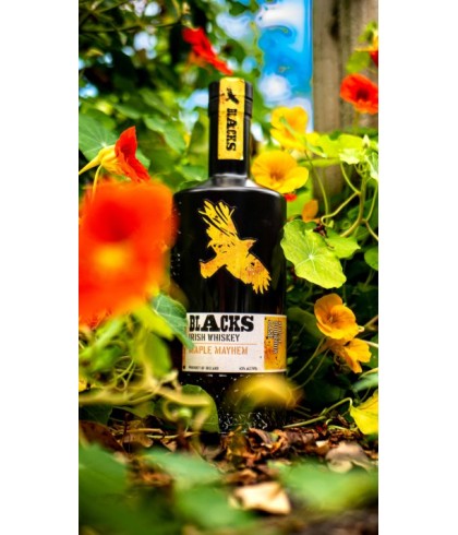 Fles Blacks Maple Mayhem Whiskey, whisky, op voorraad bij slijterij t Bockje in Bathmen