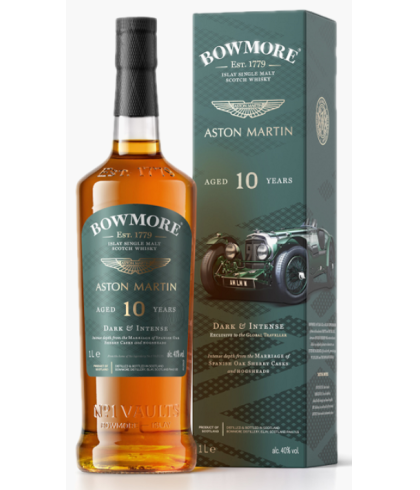 Fles Bowmore 10 Years Aston Martin Edition, single malt whisky, op voorraad bij slijterij t Bockje in Bathmen