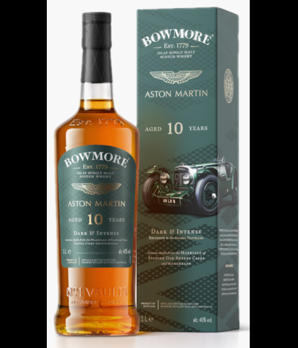 Fles Bowmore 10 Years Aston Martin Edition, single malt whisky, op voorraad bij slijterij t Bockje in Bathmen