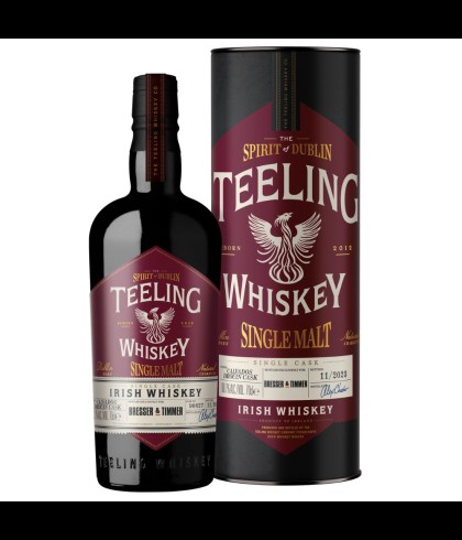 Fles Teeling Drouin Cask Single Cask voor Bresser en Timmer, Ierse whiskey uit Dublin, op voorraad bij slijterij t Bockje in Bathmen