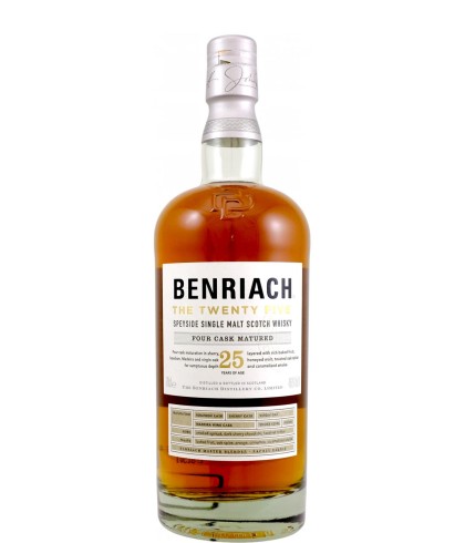 Fles Benriach 25 Years Old, single malt whisky, op voorraad bij slijterij t Bockje in Bathmen